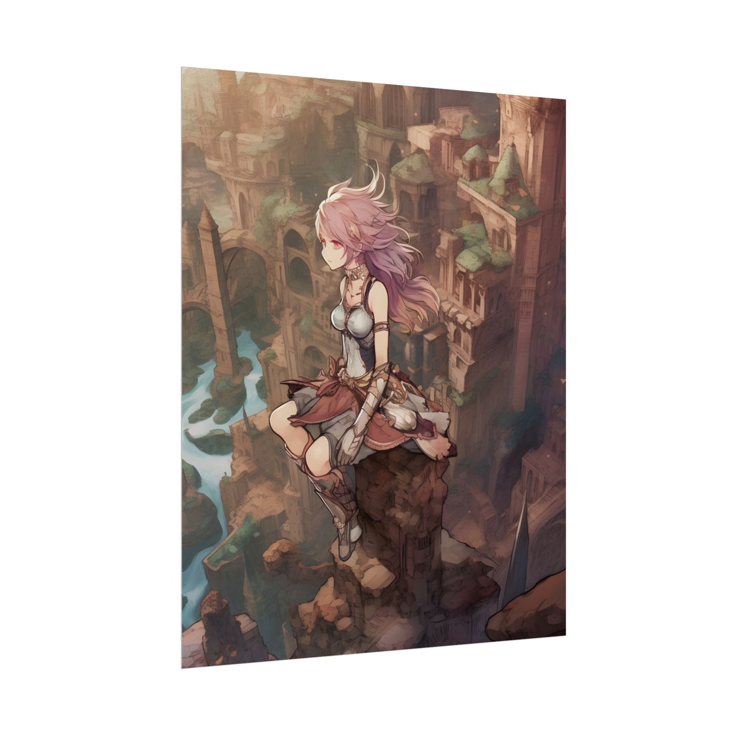Dramatic Anime Feather: Detailed Urban Artwork - Poster