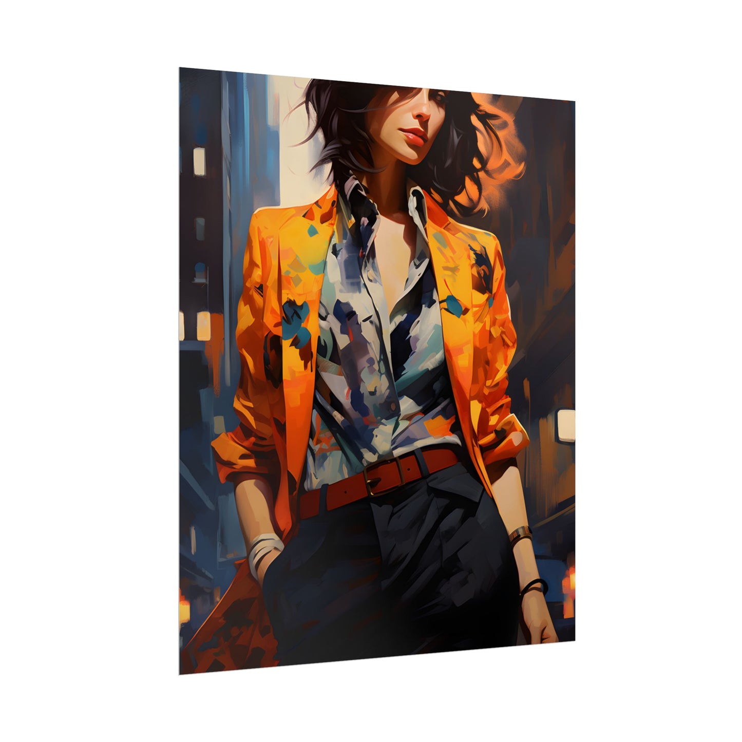 Urban Youthful Portrait: Fashionable City Style Digital Art - Poster
