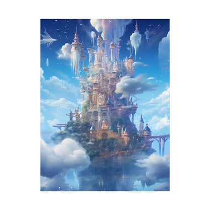 Floating City in Celestial Fantasy Realm: Dreamlike Digital Art - Poster