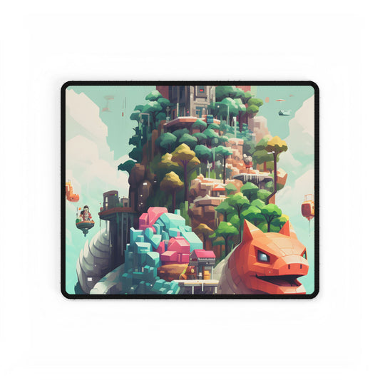 Pixelated Cyber-Pets: Digital Artwork of Illuminated Creatures - Desk Mat
