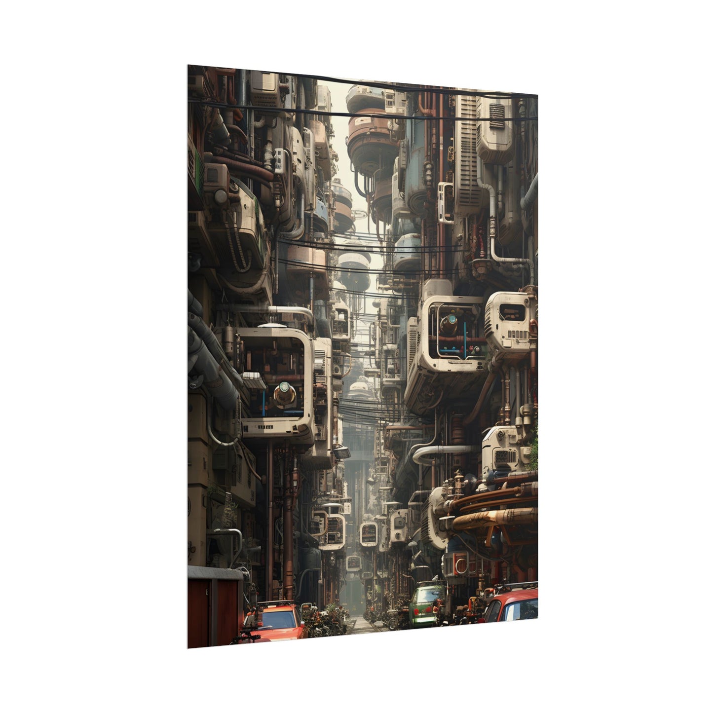 Steampunk Post-Apocalyptic City: Nighttime Digital Artwork - Poster