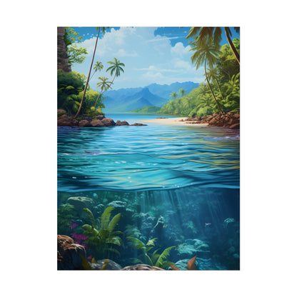 Tropical Island Oasis: Tranquil Tropical Landscape Art - Poster