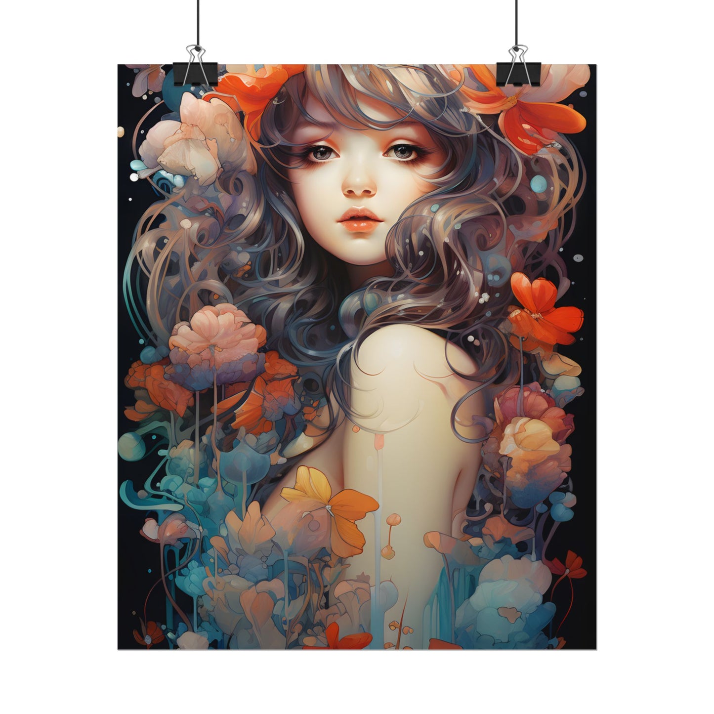 Peaceful River Garden: A Tranquil Landscape with Roses - Poster
