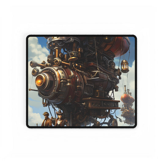 Steam Powered Sky-Liner Thrill Ride: Steampunk Race on Colum - Desk Mat