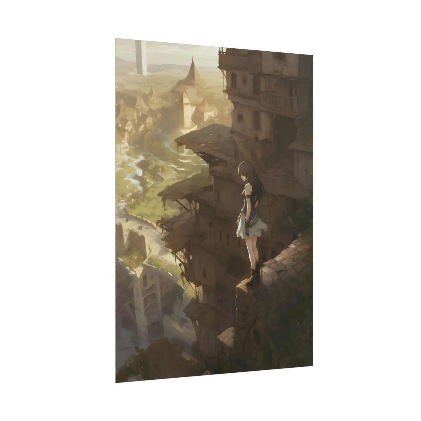 Anime Bird in Flight: Feathered Friend Soaring Through Air - Poster