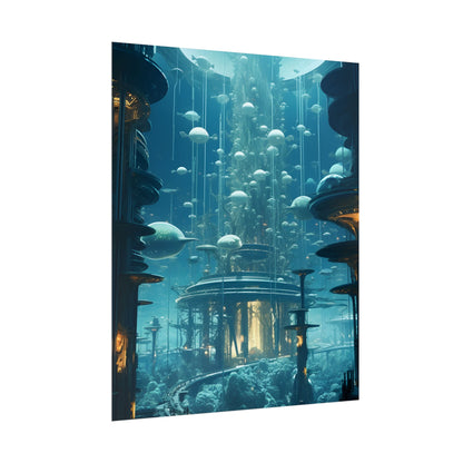 Underwater City of Tomorrow: Futuristic Urban Landscape Art - Poster