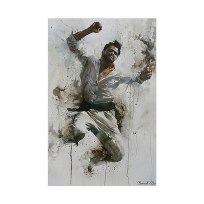 Watercolor Artwork: Man Dancing in Dynamic Movement - Poster