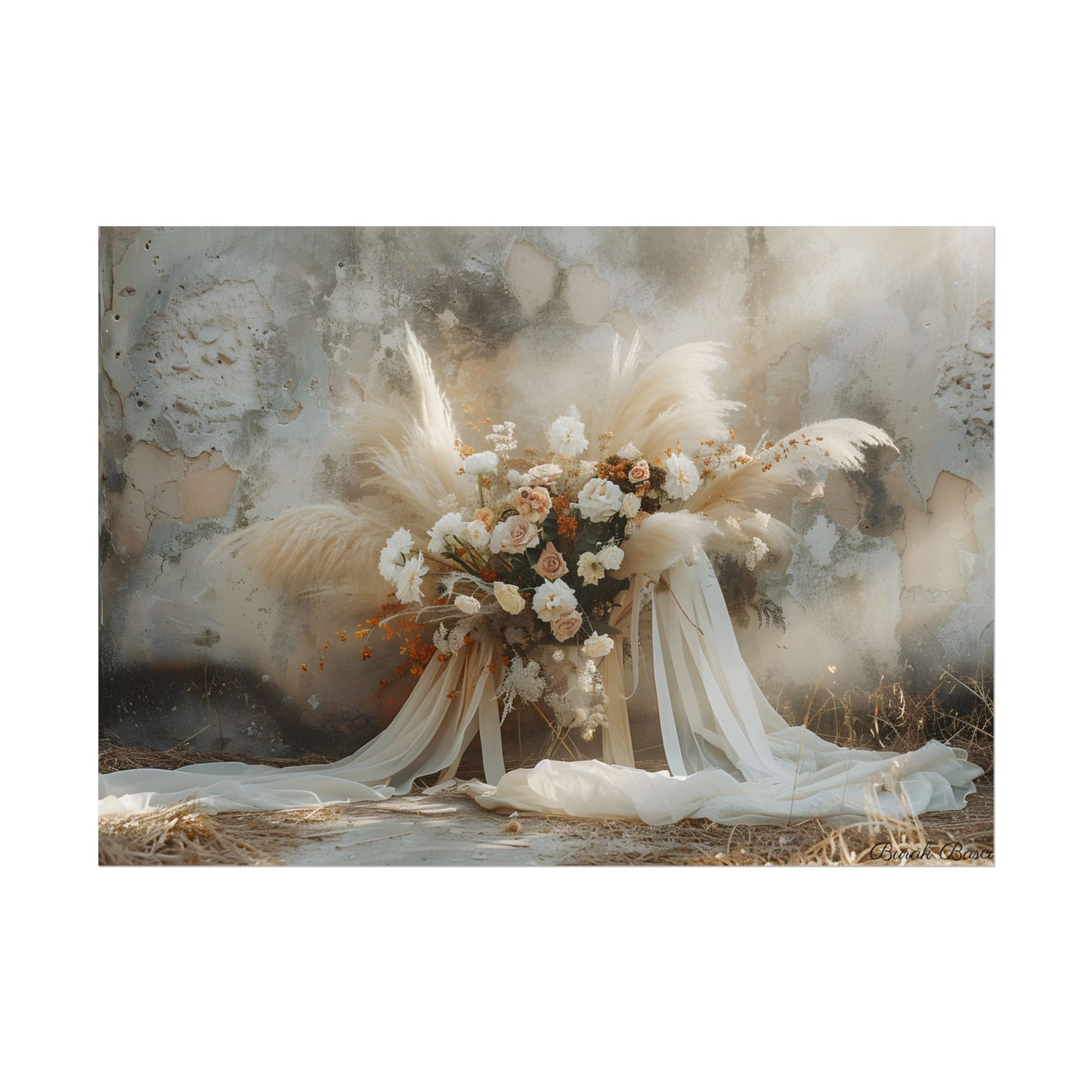 Whimsical Floral Bloom: Pampas Grass Artwork - Poster