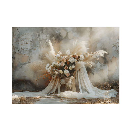Whimsical Floral Bloom: Pampas Grass Artwork - Poster