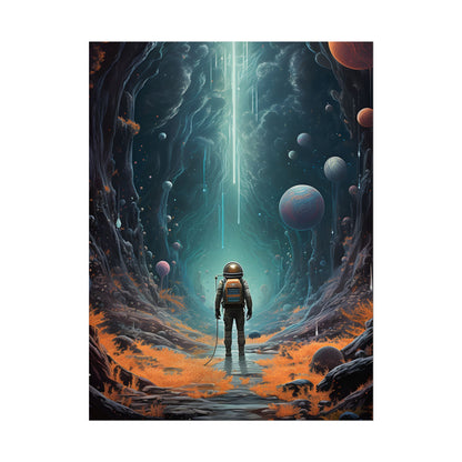 Futuristic Explorer: Sci-Fi Wilderness Encounter Digital Art - Poster