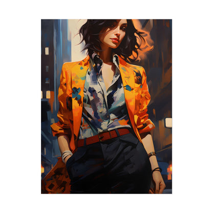 Urban Youthful Portrait: Fashionable City Style Digital Art - Poster