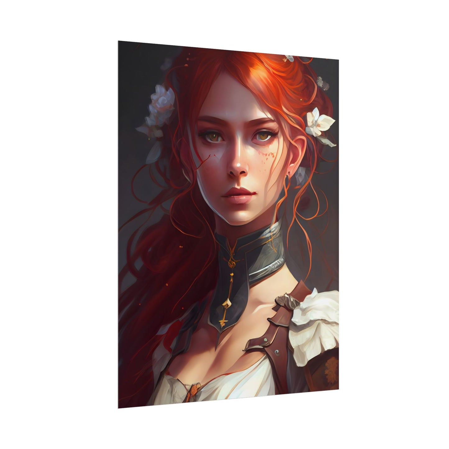 Redheaded Beauty: Formal Portrait in Dark Dress - Poster