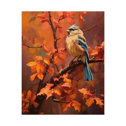 Vibrant Oak Branch: Colorful Oil Painting Artwork - Poster