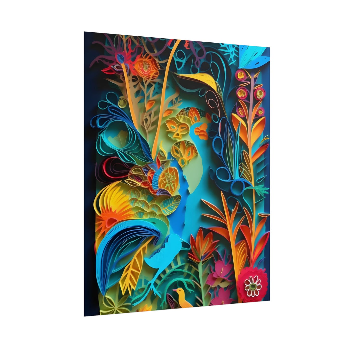 Indian Quilled Landscape: Colorful Paper Art - Poster
