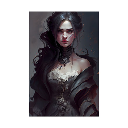 Black Haired Female Portrait: Elegant Outdoor Beauty - Poster