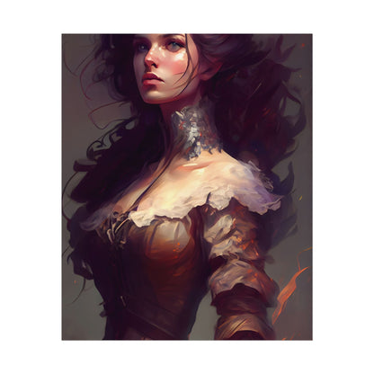 Lovely Brown Hair Portrait: Stunning Female Art - Poster