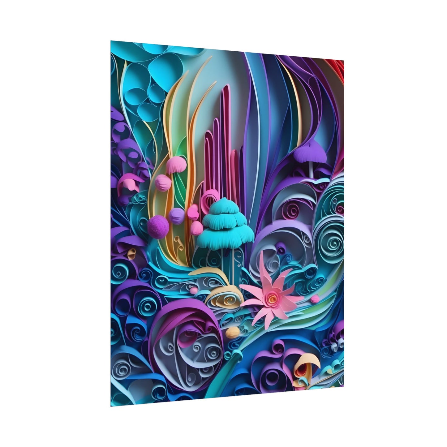 Vibrant Beach Landscape: Paper Quilling Artwork - Poster