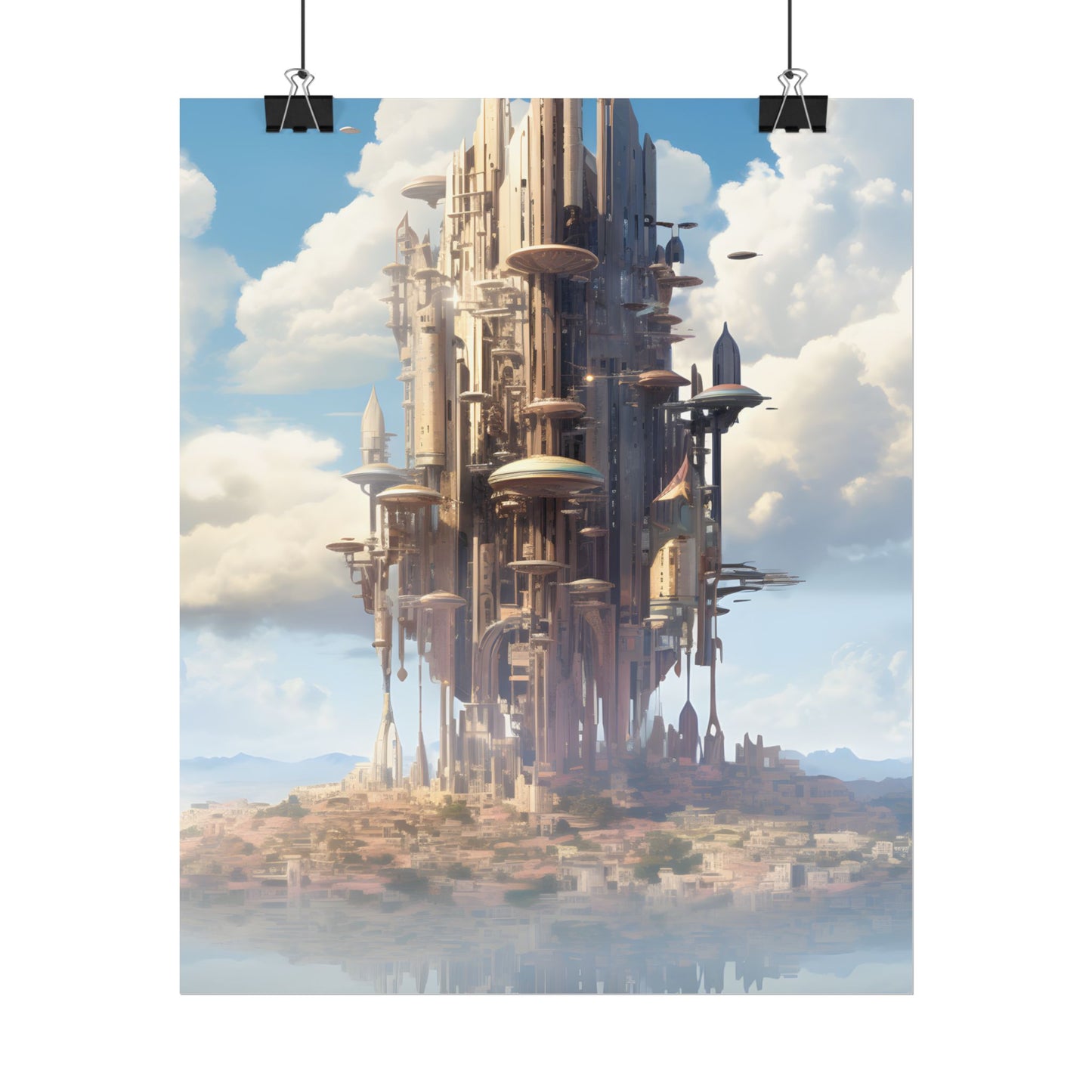 Breathtaking Floating Cityscape: Columbia 6 Digital Art - Poster