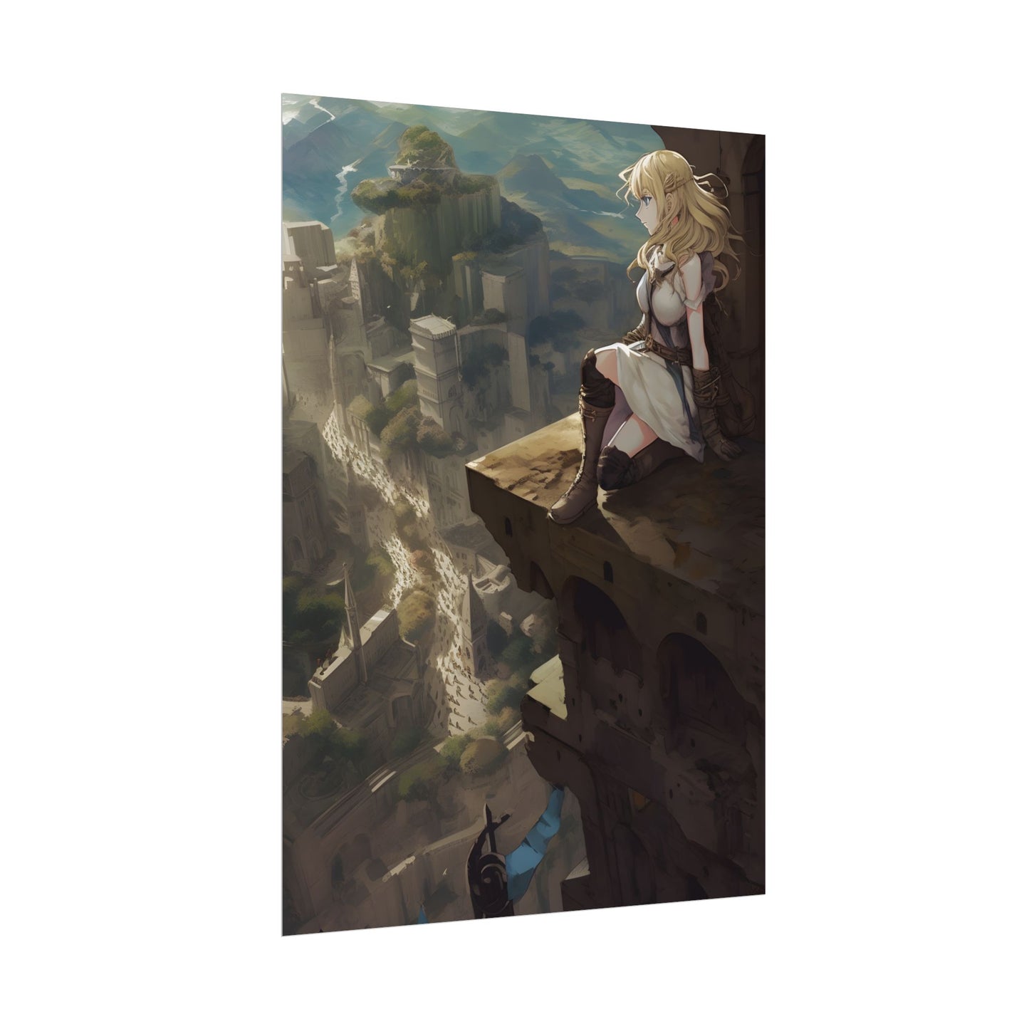 Dramatic Anime Female Portrait: Exclusive Artwork - Poster