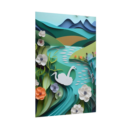Vibrant Paper Quilling Island: A Beautiful Tropical Landscape - Poster