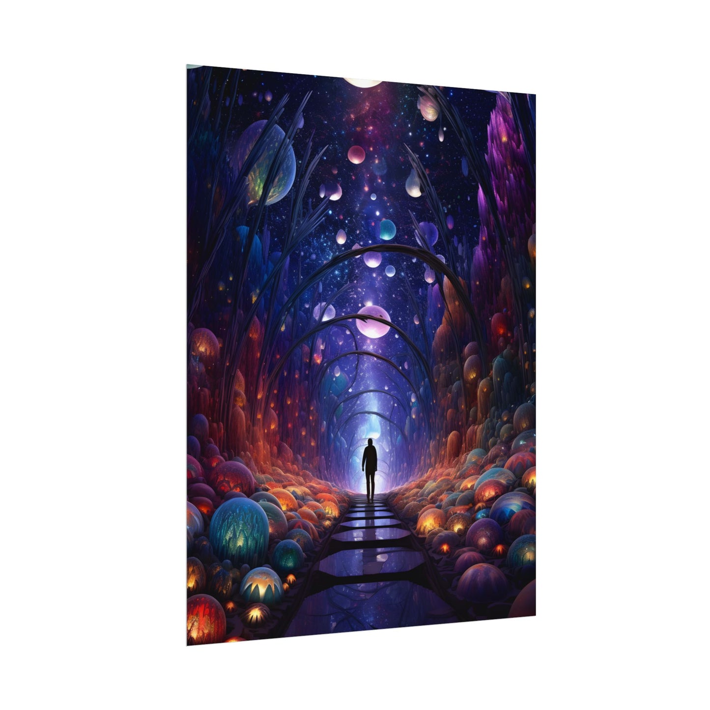 Celestial Art Gallery: Indoor Space with Starry Canvas - Poster
