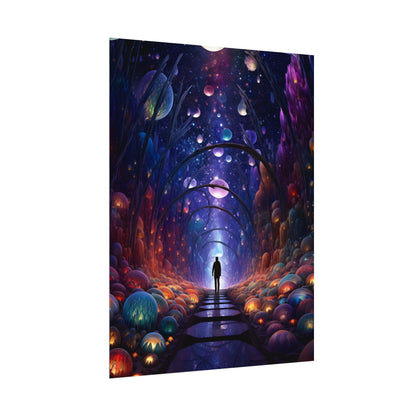 Celestial Art Gallery: Indoor Space with Starry Canvas - Poster