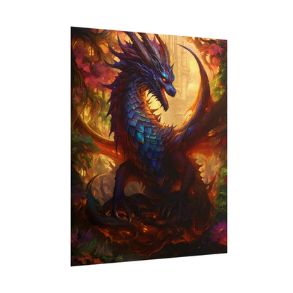 Majestic Dragon Guardian: Fantasy Landscape Art - Poster