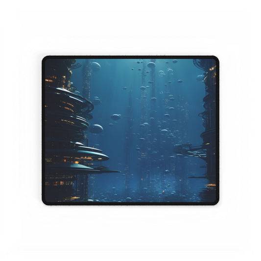 Vibrant Underwater City: Futuristic Urban Landscape - Desk Mat