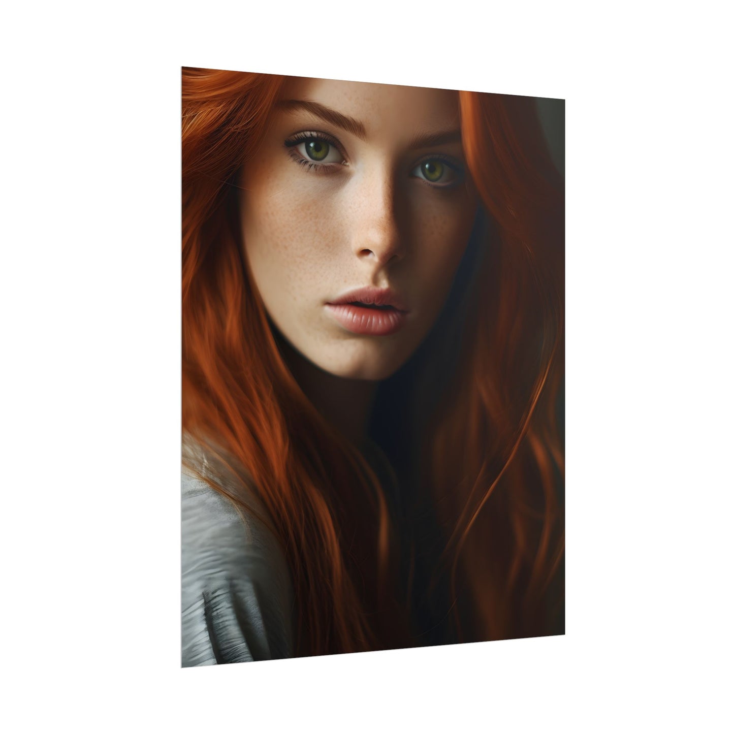 Redhead Woman in Nature: Candid Photo - Poster