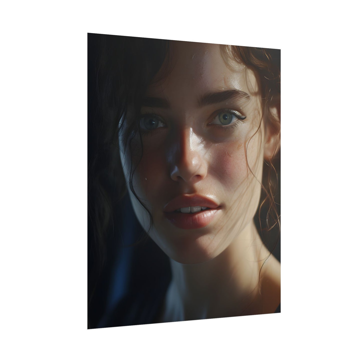 Smiling Portrait of a Woman: Close-Up Art - Poster