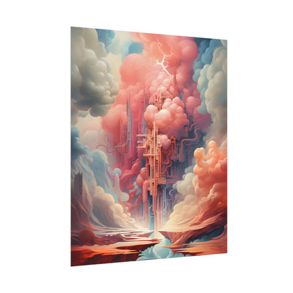 Cyber Dreamscape: Abstract Artwork in Neon Hues - Poster