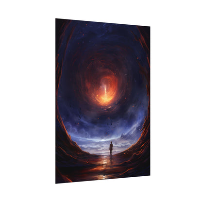 Mysterious Black Hole Cosmos: Space Art with Planetary Orbits - Poster