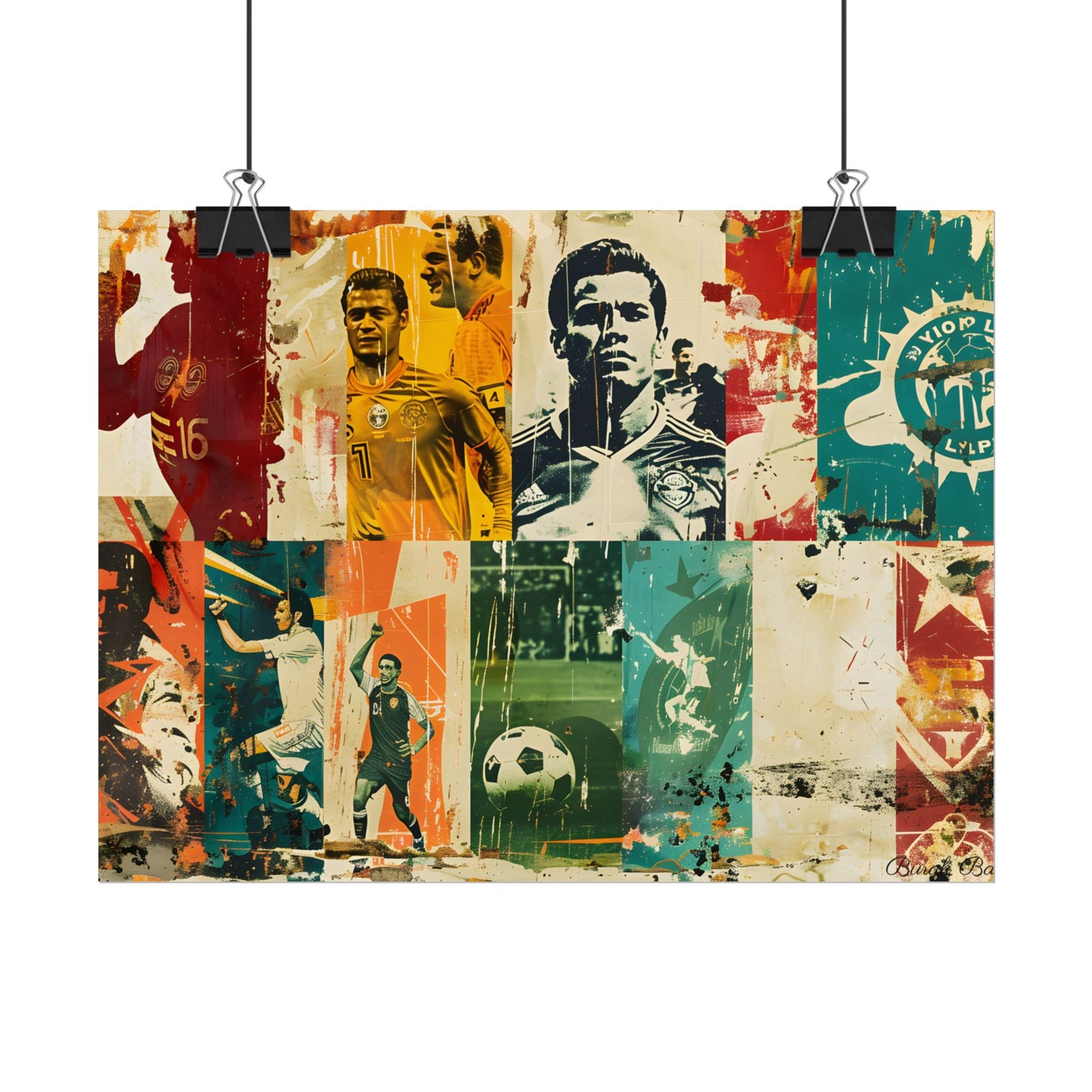 Vintage Soccer Posters: Retro Sports Art Collage - Poster