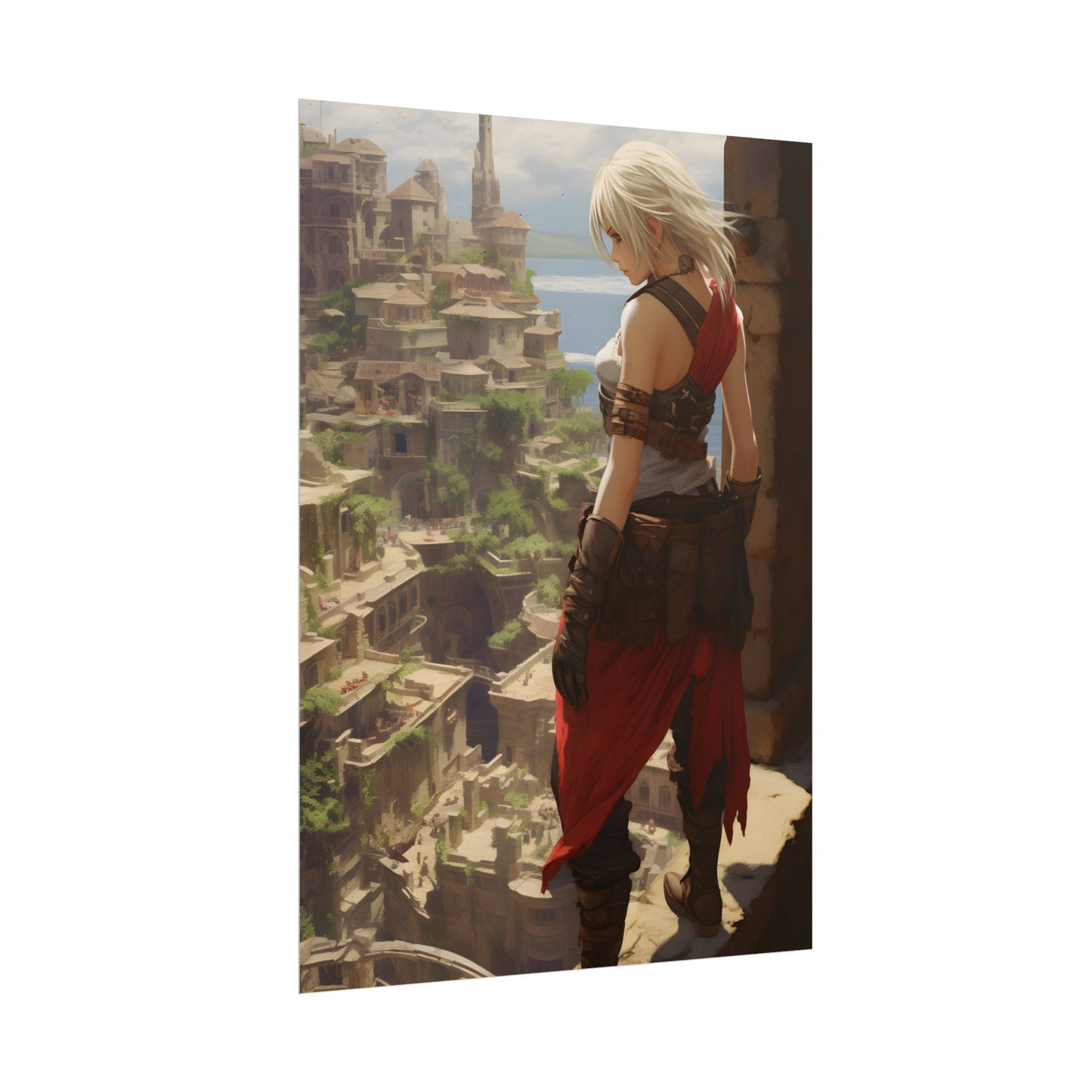 Dramatic Anime Female: Birds Eye View Illustration - Poster