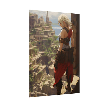Dramatic Anime Female: Birds Eye View Illustration - Poster