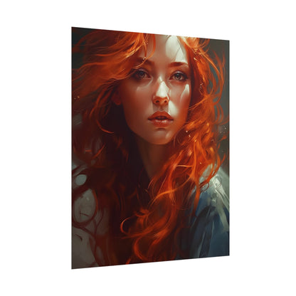Redhead Female Portrait: Realistic Digital Artwork - Poster