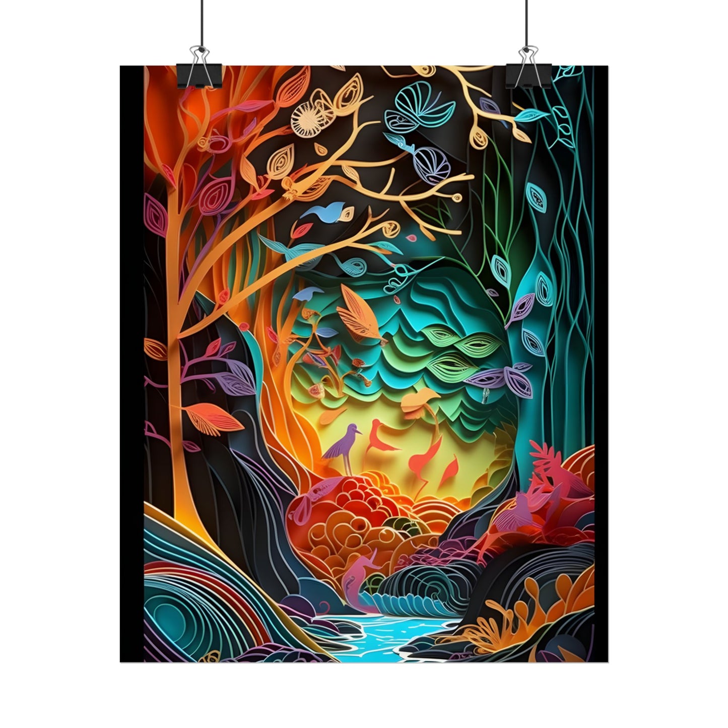 Peaceful Island Oasis: Paper Quilling Landscape Art - Poster