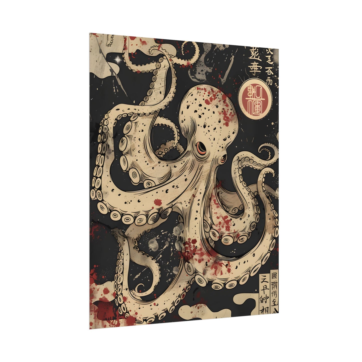 Stylized Japanese Octopus: Minimal Artwork - Poster