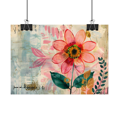 Blooming Growth: Whimsical Flower Art - Poster