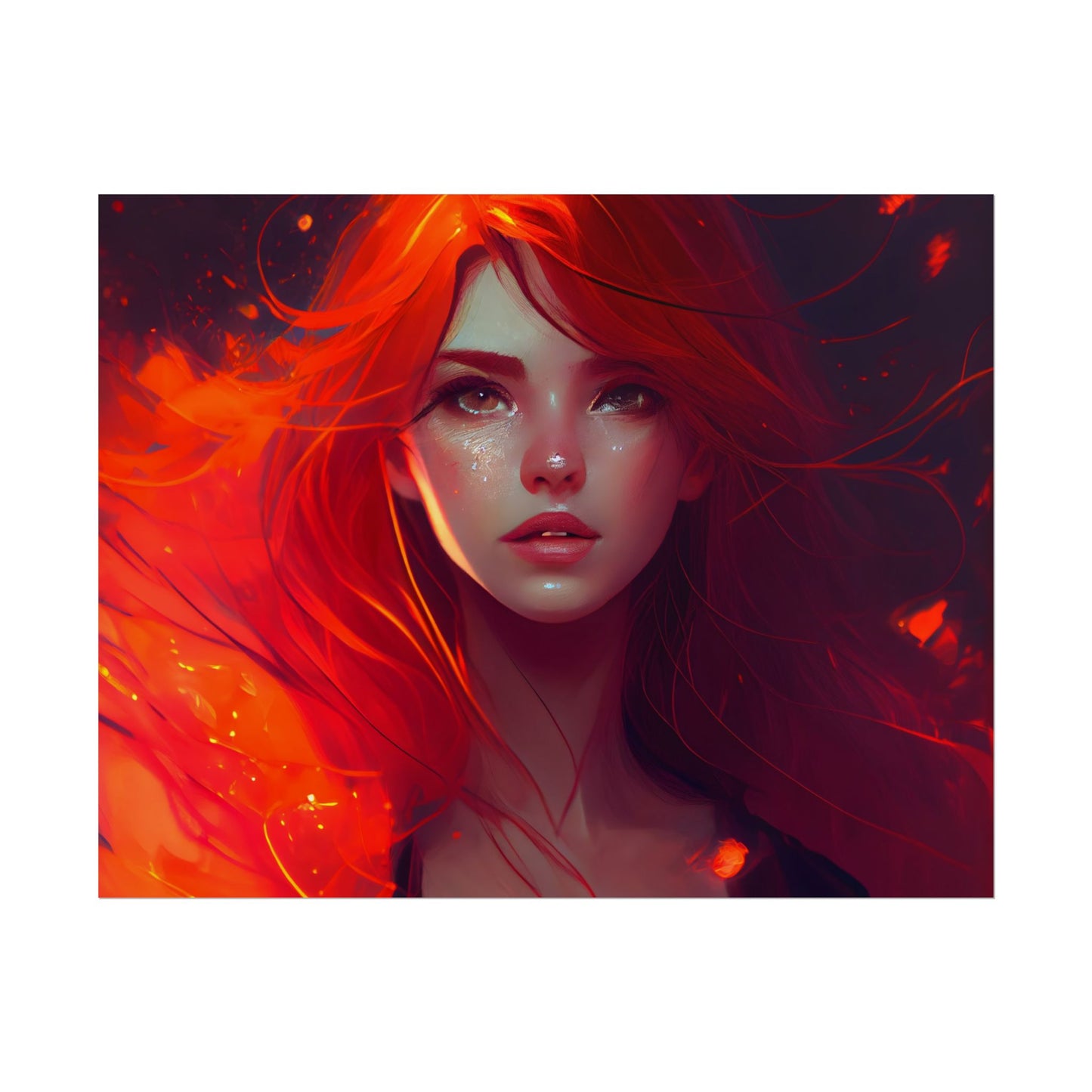 Glowing Female Portrait: Close-Up Artwork - Poster