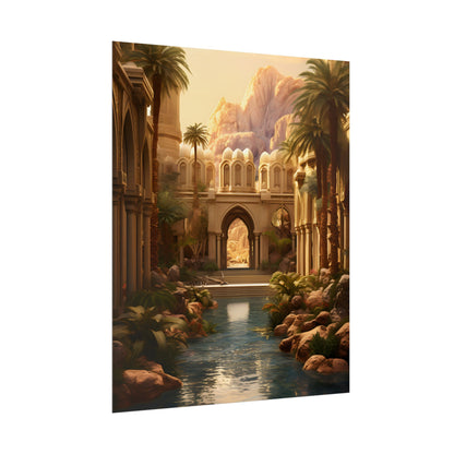Desert Oasis Under Starry Night: Arabian Nights-Inspired Art - Poster