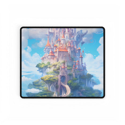 Celestial Fantasy Floating City: Dreamy Artwork - Desk Mat