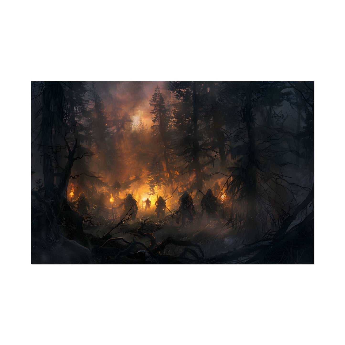 Tranquil Forest Sunset: People Connecting with Nature - Poster