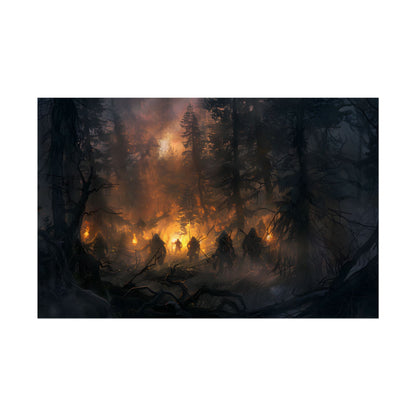 Tranquil Forest Sunset: People Connecting with Nature - Poster