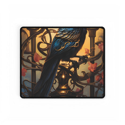 Songbird Guardian: Intense Portrait Digital Art - Desk Mat