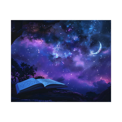 Mystical Night Sky: Stars and Crescent Moon - Poster