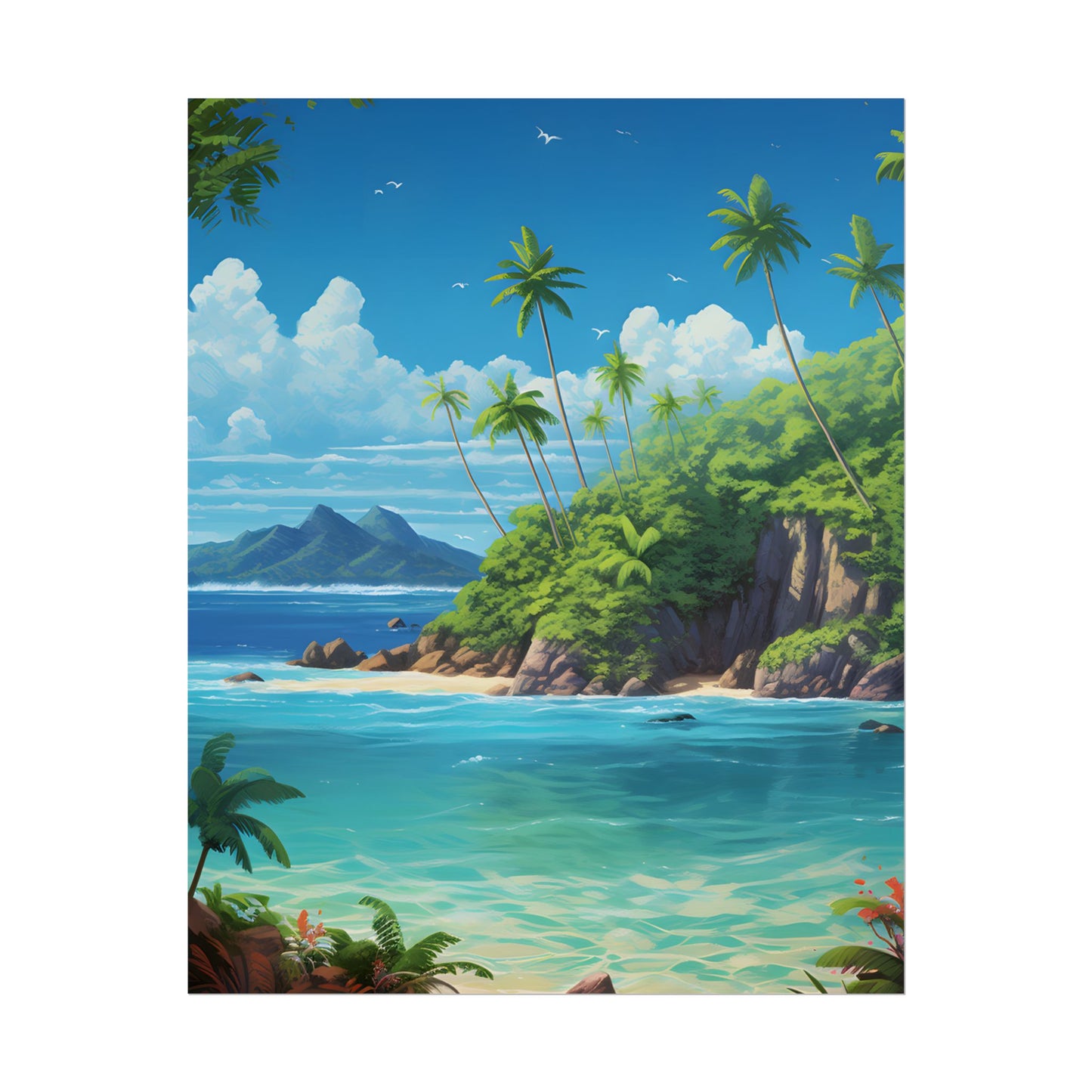 Tranquil Tropical Paradise: Calming Island Scene Art - Poster