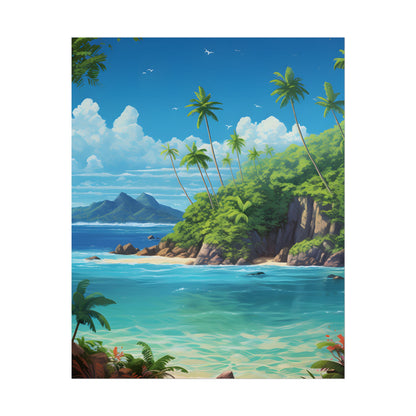 Tranquil Tropical Paradise: Calming Island Scene Art - Poster