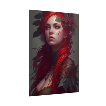 Intimate Red Hair Portrait: Artistic Female Figure in Black Dress - Poster