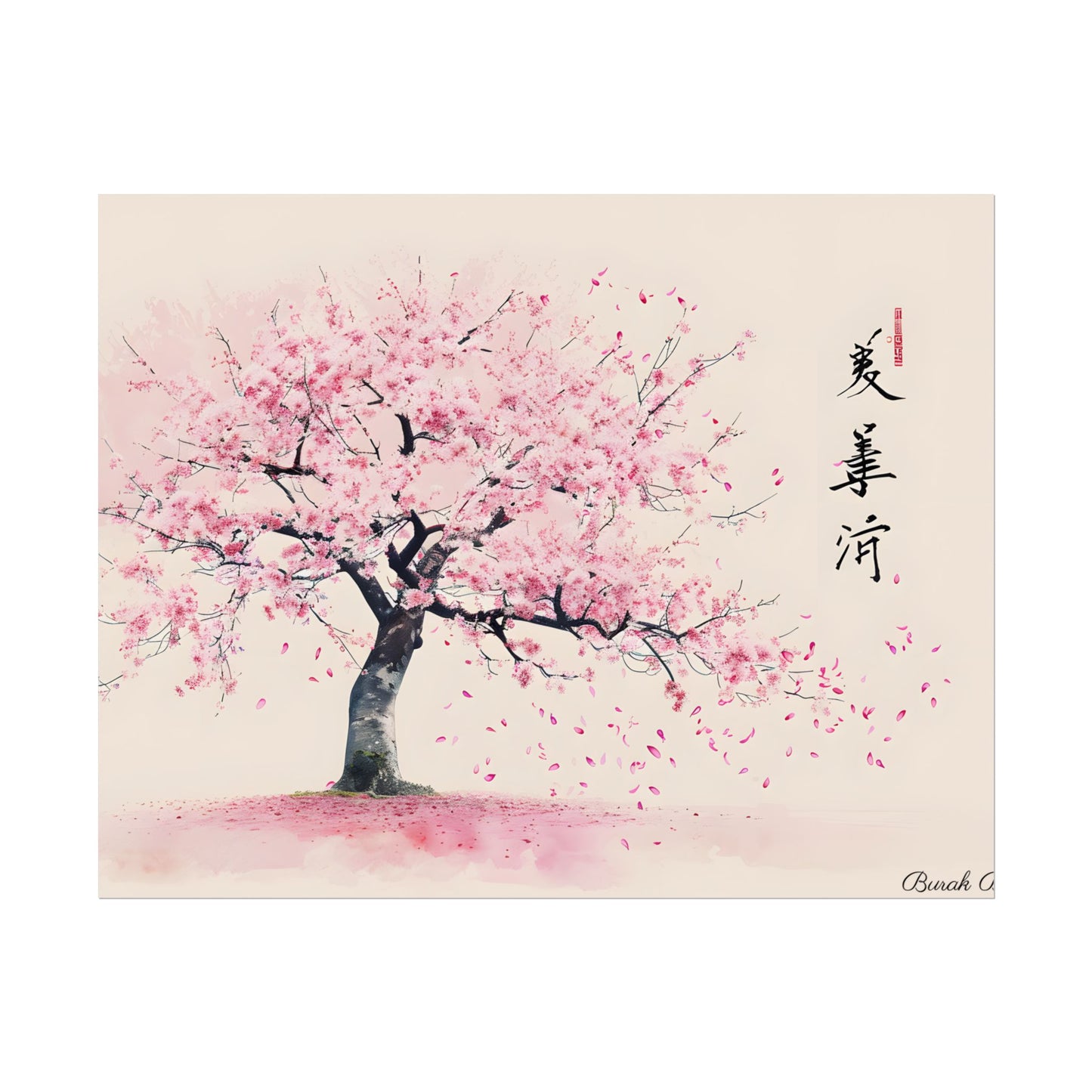 Japanese Cherry Blossom Art: Springtime Painting - Poster